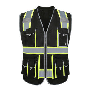 Chaleco de Seguridad al por Mayor 100% Poliéster para Hombre, Chaqueta de Seguridad Reflectante Negra para el Trabajo, Chaleco de Trabajo para Hombre con Características de Seguridad - Product Image 1