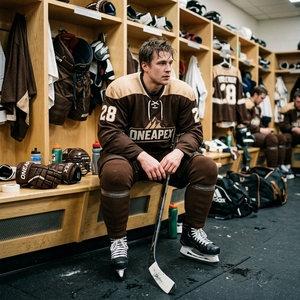 Custom <b>Brown</b> Ice Hockey Uniform Set Long Sleeve Shorts Gloves <b>Socks</b> Breathable OEM Wholesale Sportswear Manufacturer - Product Image 4