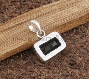 Vintage Natural Smoky Quartz Rectangle <b>Pendant</b> with Bezel Setting Platinum Plated 925 Sterling <b>Silver</b> Necklace <b>for</b> Women & <b>Men</b> - Product Image 5