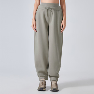 Pantalon de survêtement gris pour homme, taille élastique avec cordon de serrage, décontracté, mi-lourd, tricoté, respirant, pour l'automne - Product Image 2
