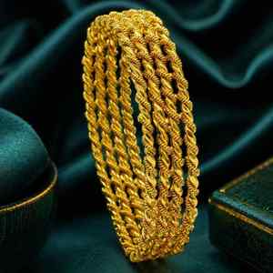 Wholesale Fashion <b>Bangles</b> 14K18K24K Gold Plated Turkish Twist <b>Bangles</b> <b>Set</b> 4 Pcs Brass Custom <b>Bangles</b> South Asian Bridal <b>Bangles</b> - Product Image 1