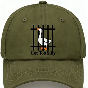 Red Cartoon Goose in Cage Baseball Cap Adjustable <b>6</b>-Panel Dad Hat <b>Got</b> Too Silly Unisex - Product Image 3