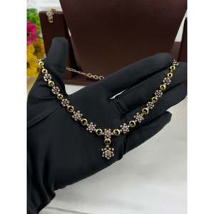 Indian Ethnic Artificial Jewellery Kritika Victorian Delicate Gold Plated CZ Necklace & Earring Set for Bridal - Product Image 3