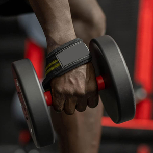 Sangles de musculation légères en coton noir et rouge, respirantes, pour la musculation, le soutien des poignets, fabrication OEM. - Product Image 5