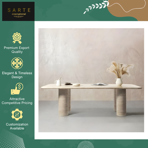 Table à manger en travertin de luxe moderne, tables d'appoint en pierre naturelle douce, qualité supérieure, approvisionnement en gros pour la décoration intérieure - Product Image 5