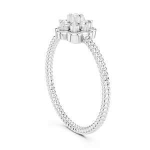 Ensemble de bagues LUNA BLOSSOM en diamant de laboratoire vintage, or blanc massif 18 carats plaqué rhodium, certifié pour femmes, fiançailles, mariage - Product Image 3