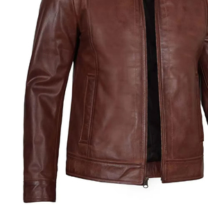 Veste en cuir pour homme de haute qualité, sur mesure, coupe slim, style streetwear, respirante, col montant, en cuir - Product Image 5