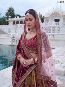Lujoso lehenga nupcial multicolor con trabajo Dori y doble dupatta. - Product Image 6