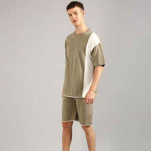 Men's Short Sleeved Shorts Solid Color Cotton Casual Wear Two-Piece <b>Set</b> T Shirts and Shorts <b>Set</b> Men's T-Shirts - Product Image 1