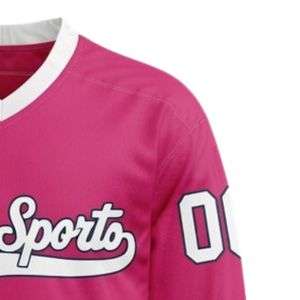 Camiseta Deportiva de Hockey sobre Hielo Sublimada Rosa para Hombre, Cuello en V, Rayas, Poliéster, Uniforme Deportivo para Equipo, Ropa para Partidos - Product Image 4