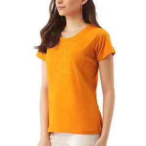 เสื้อยืดผู้หญิงทรงสลิมฟิตเสื้อยืดผู้หญิงผ้าคอตตอนเนื้อนุ่มใส่สบายมีสไตล์ - Product Image 2