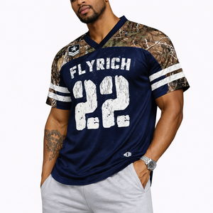 Premium Quality Custom Mesh Navy American Football Jersey Men Sublimation Real tree Camo Sleeve Sportswear Bulk Team Uniform OEM - Product Image 1