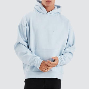 Sudadera con Capucha Azul Claro para Hombre, Corte Holgado, Informal, con Bolsillo de Forro Polar, Manga Larga, para Otoño 2027 - Product Image 1