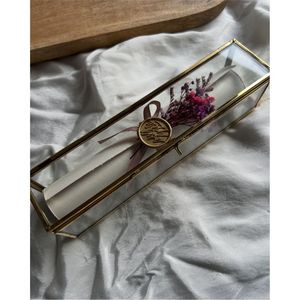 Luxury Brass Glass Scroll <b>Box</b> Wedding Invitation Card Holder Decorative <b>Keepsake</b> <b>Box</b> For Graduation Certificate Gift Scroll <b>Box</b> - Product Image 5