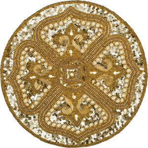 Luxury Kitchen <b>Table</b> Mat Round <b>Plastic</b> and <b>Cloth</b> Beaded Placemat for Dining Restaurant Hotel Design With Elegant Glass Beads - Product Image 1