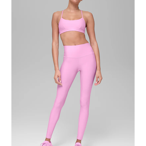 Nuevo Conjunto de Leggings y Sujetador Deportivo Transpirable de Spandex/Nylon de Cintura Alta para Yoga, Correr y Fitness con Diseño Sólido y Logotipo en la Cintura - Product Image 6