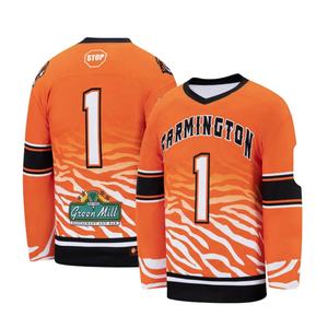 Maillots de hockey sur glace personnalisés en gros, sublimés, respirants, à séchage rapide, évacuant l'humidité, en spandex/polyester - Product Image 4