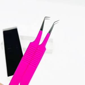 Ensemble de pinces à cils de précision roses en acier inoxydable avec emballage en boîte, pointe lisse pour l'application des cils - Product Image 4