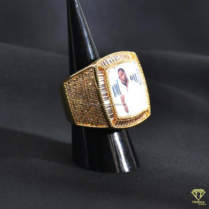 Moissanite Diamond Custom Photo Ring Personalized Picture Signet Ring Iced Out <b>Memorial</b> Portrait Ring Hip Hop Gold ring - Product Image 6