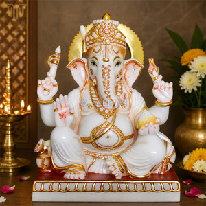 Pure White Marble Ganesh Statue 12 Inch | Handcrafted Lord Ganesha Idol | Premium White Marble Ganpati Murti for Home Temple - Product Image 1