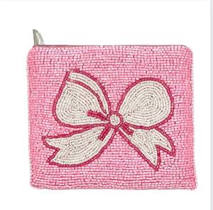 Pochette à monnaie perlée avec lettres XOXO, pochette zippée, pochette à perles irisées dorées avec porte-clés - Product Image 3