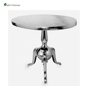 Lampe en bois de nickel en métal, table d'appoint, table ronde faite à la main, meubles d'extérieur en aluminium pour le jardin - Product Image 5