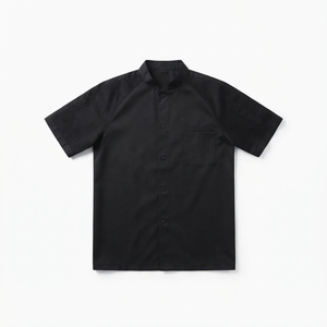 Unisex <b>Short</b> <b>Sleeve</b> Chef <b>Jacket</b> Cotton Polyester Blend Button Closure Custom Logo Digital Printing Restaurant Bar Uniform Wholes - Product Image 1