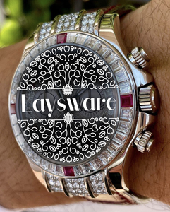 Reloj de Lujo con Moissanita para Hombre, VVS, Bisel con Moissanita Roja en Forma de Baguette, Correa de Cuero, Reloj de Pulsera Mecánico - Product Image 4