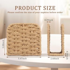 Handmade Seagrass Wicker Napkin <b>Holder</b> Rustic Paper <b>Tissue</b> Dispenser Vertical Tabletop Stand For <b>Kitchen</b> Restaurant Hotel Decor - Product Image 4