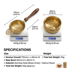 Brass <b>Tea</b> Strainer Wooden Handle Fine Mesh <b>Tea</b> <b>Infuser</b> Filter Reusable Loose Leaf <b>Tea</b> Filter <b>Tea</b> Brewing Kitchen Accessories - Product Image 5