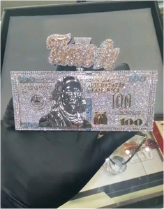 Colgante de efectivo 3D personalizado de Moissanita, Plata de ley 925, Chapado en oro de 18K, Corte brillante redondo estilo Hip Hop, con incrustaciones, Joyería unisex para fiesta - Product Image 1