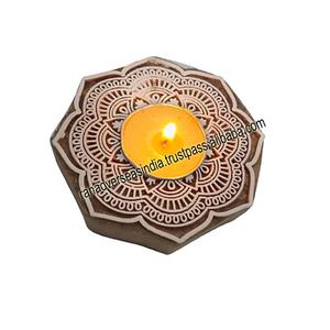 Wooden Tea Light <b>Candle</b> Holder Stand in Octagonal Shape for Home Birthday Christmas and Party Decoration - Product Image 6