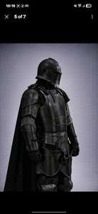 Armure complète de chevalier médiéval noire artisanale avec casque et cape |   Costume d'armure gothique portable pour cosplay et reconstitution historique - Product Image 6