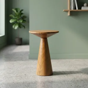 Solid Wood End <b>Table</b> Round Wooden <b>Side</b> <b>Table</b> Modern Minimalist Pedestal Accent <b>Table</b> for Living Room <b>Bedroom</b> Home Furniture - Product Image 6