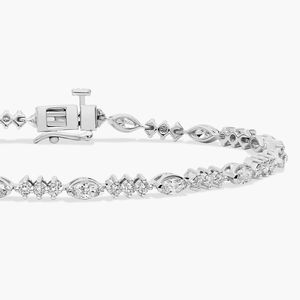 Marquise and Round Alternating Diamond Tennis <b>Bracelet</b> in White Gold - Product Image 5