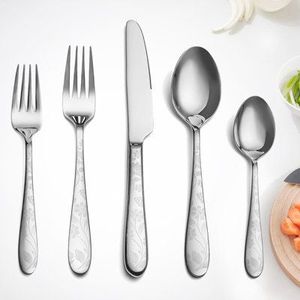 Elegant Stainless Steel Flatware Set High <b>Mirror</b> Polish Rust Resistant Wedding Occasion Metal Cutlery - Product Image 1