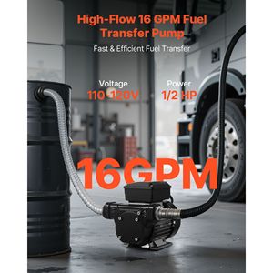 Pompa Elettrica per Trasferimento Carburante 110V, 16 GPM 60 L/min, per Diesel, Cherosene, Biodiesel, con Ugello per Carburante Auto e Uscita da 80mm, Potenza Nominale - Product Image 2