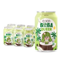 Thé au lait végétalien tendance chaude-Coco BOBA Queen Thé au lait 330ML Peut Végétarien Bubble Tea Boissons Sucre Brun, Taro, Saveur Matcha