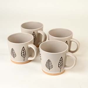 ชุดแก้วกาแฟเซรามิกเคลือบลายโอ๊คและเอล์ม 6 ใบ เป็นมิตรกับสิ่งแวดล้อม ใช้กับไมโครเวฟได้ ลายทาง พร้อมถาด สำหรับการเดินป่า - Product Image 3