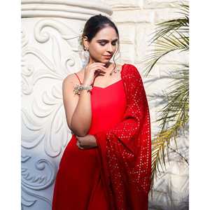 Conjunto de Traje de Seda Chifón Ecológico Color Rojo Rosa para Mujer - Talla XS - Product Image 2