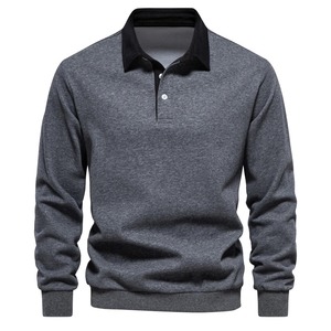 Camisa de Hombre de Manga Corta, Cuello Alto, Tejido a Rayas, Corte Regular, Diseño Casual, Color Negro y Beige, Patrón de Bloques de Color en Contraste, 100% - Product Image 2