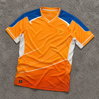 Großhandel Herren Kurzarm Cricket Trikot Individuell Anpassbares Blanko Safranblau Schnelltrocknend Polyester Teamwear Uniform Set