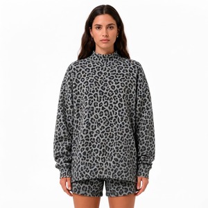 Best Price <b>Women</b> <b>Camouflage</b> Floral Print 2-Piece <b>Shorts</b> Set Long Sleeve Mock Neck Loose Fit Casual Spring Summer Outfit - Product Image 6