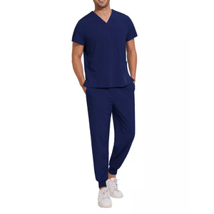 Men Women Unisex Beauty Hospital Stretch Top Jogger Pant Surgical Nursing <b>Doctor</b> Uniform V-collar Scrubs Suit Medical Scrubs <b>Set</b> - Product Image 2