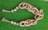 Guirlande décorative en bois, chaîne et perles, sculptée à la main, décoration moderne de style ferme pour table et décoration de la maison