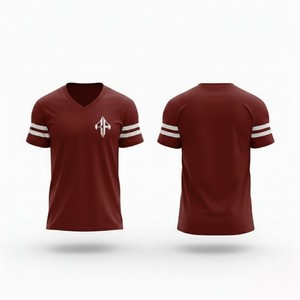 เสื้อฟุตบอลอเมริกันคุณภาพสูง คอวี ฤดูร้อน ผลิตจากโพลีเอสเตอร์ 100% ระบายอากาศได้ดี เสื้อท่อนบนแบบเรียบ ไซส์พลัส โดย RIVIAN ATLANTIC - Product Image 1