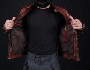 Chaqueta de Cuero Genuino para Motociclistas, Estilo Masculino y Atrevido, Corte Ajustado, Diseñada para Hombres, Lona Ecológica, Personalizable - Product Image 5