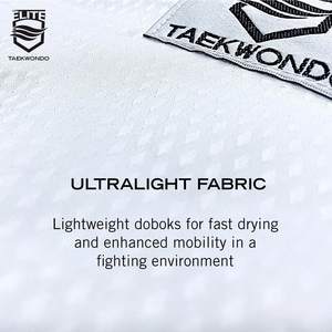 Uniforme de taekwondo de tela premium de polialgodón, ligero, transpirable, duradero, uniforme de entrenamiento con diseño de cuello en V para hombres y mujeres. - Product Image 4