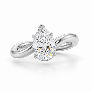 Bague de fiançailles en or pur 14 carats avec diamant poire de 2 carats cultivé en laboratoire, bague solitaire minimaliste, bague de promesse délicate, cadeau d'anniversaire - Product Image 5