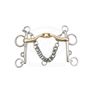 Bocado de Doble Articulación Pelham de Acero Inoxidable con Boquilla de Plata Alemana de 5 Pulgadas para Montar a Caballo - Product Image 2